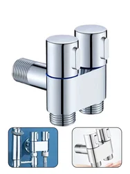 G1/2 1 In Two Out Double Control Washing Machine Faucet Toilet Triangle Valve Kitchen Sink Bathroom Basin Faucet Accessories