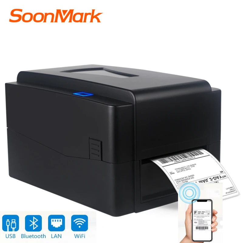 เครื่องพิมพ์ฉลากการจัดส่ง OEM เครื่องพิมพ์บาร์โค้ดความร้อนโดยตรง 203 Dpi เครื่องพิมพ์เดสก์ท็อปถ่ายโอนความร้อนสําหรับธุรกิจขนาดเล็ก