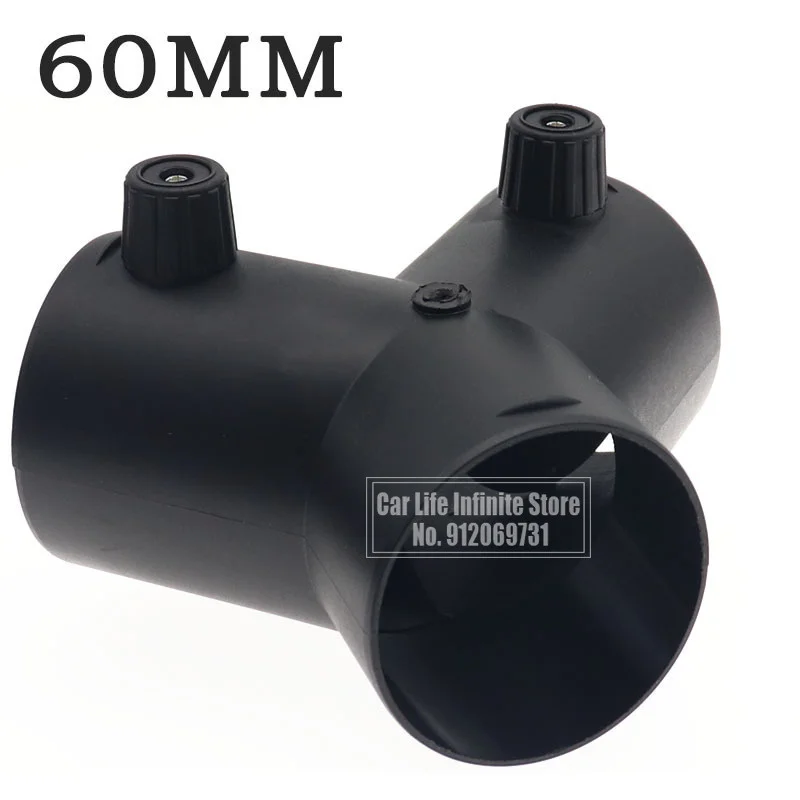 60mm Y Branch Car Heater Air Vent Ducting Heater Exhaust Connector W/Regulating Valve Flap For Webasto Diesel Parking Heater