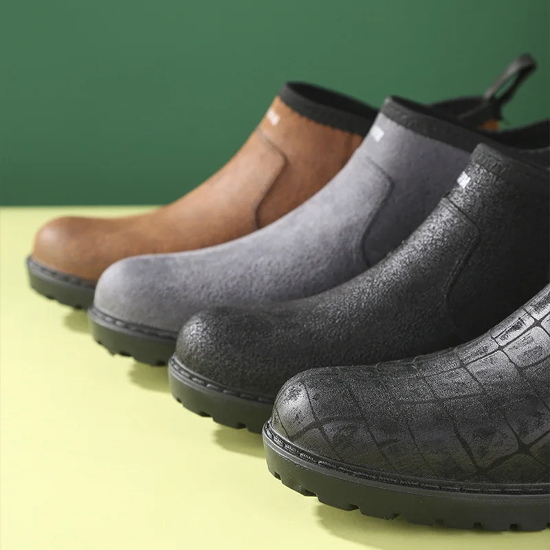 Zapatos de goma impermeables para hombre, Botas de lluvia con estampado de cocodrilo, zapatos de pesca sin cordones a la moda, botas impermeables