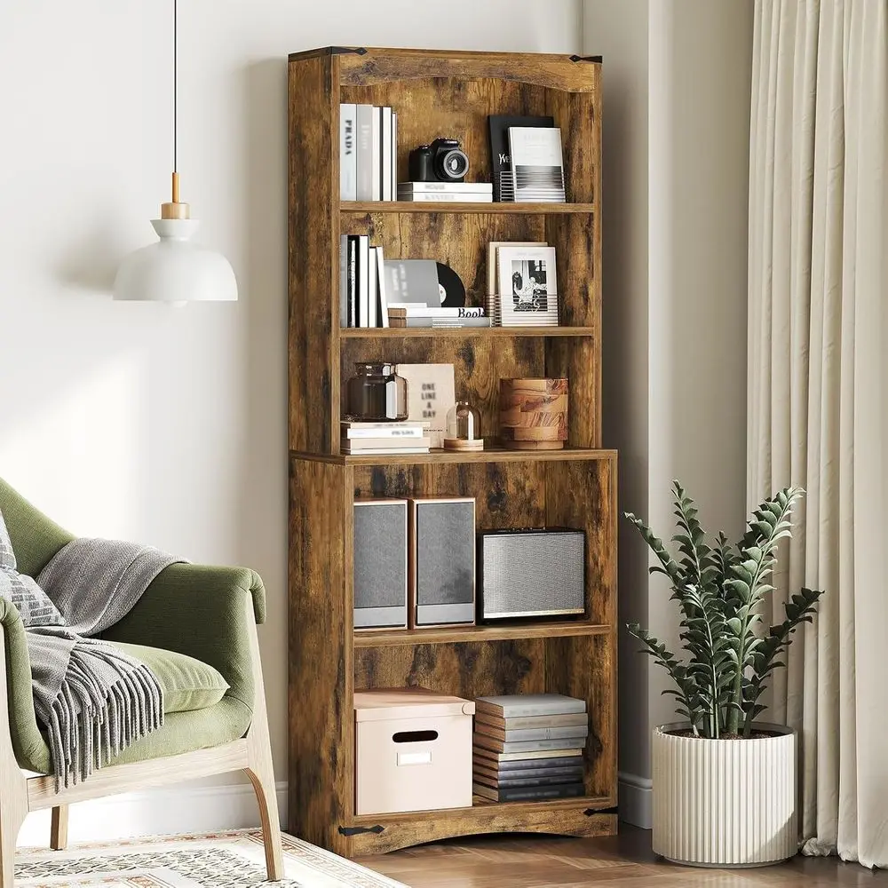 

Tall Bookcase and Bookshelf, 6-Tier Bookcase with Storage, 63" Wooden Bookshelf, Farmhouse Freestanding Display Storage Shelves