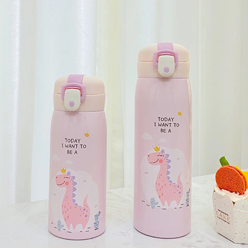 Thermal Water Bottle Cartoon Dinosaur Strap Insulation Cup Cute Cartoon Water Cup Stainless Steel Children\'s Water Bottle