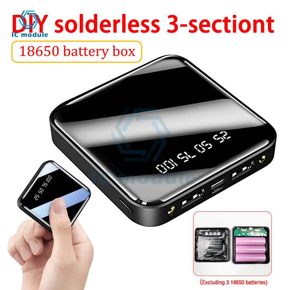  DIY 18650 Battery DIY Power Bank Case Charge Storage Box Dual USB Type C Micro USB No Welding Mobile Power Case Kit 