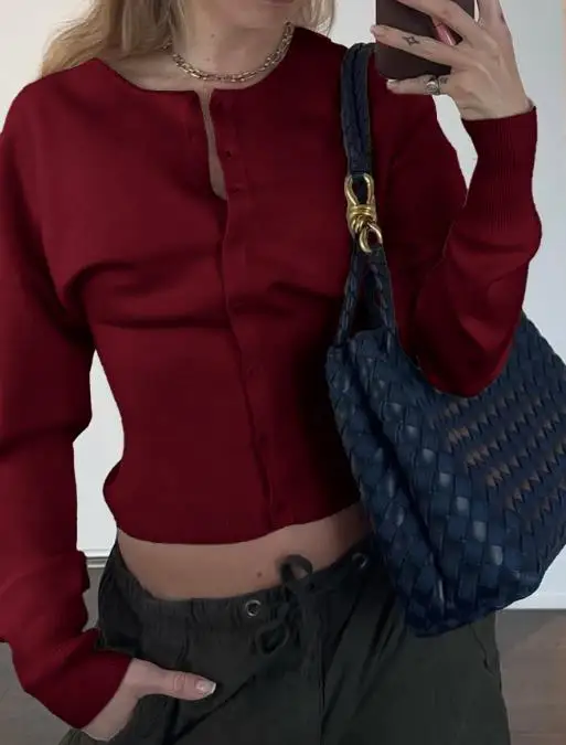 

Women's Sweater 2025 Fashion Autumn/winter Latest Hot Selling Hot Girl Unique Versatile Button Up Shirt Sweater Women's Clothing