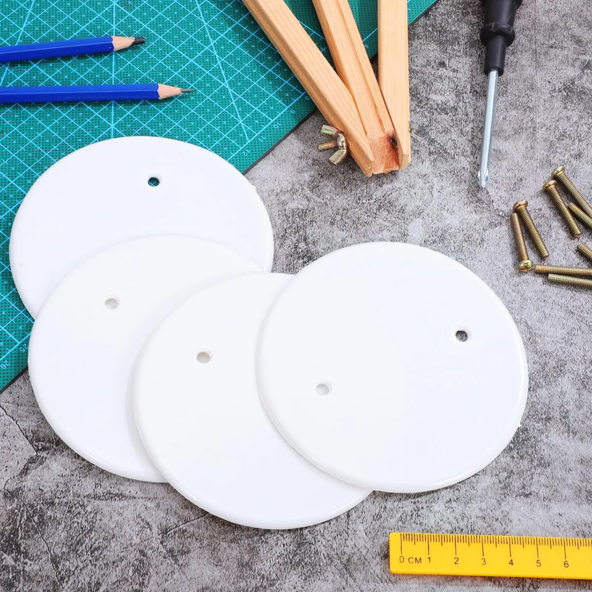 10Pc White Electrical Ceiling Hole Cover Round Covering Plates Circular Ceiling Blank Up Covers Flat Blank Plate Round Box Cover