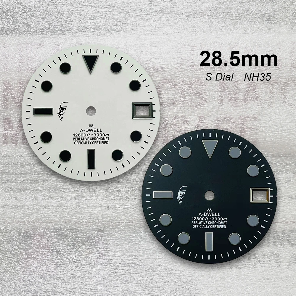 

28.5mm S Logo Black knight Dial Fit NH35/NH36/4R/7S Japan Automatic Movement High Quality Watch Modification Accessories