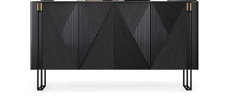 

Italian light luxury door cabinet modern simple black rock slab dining side cabinet