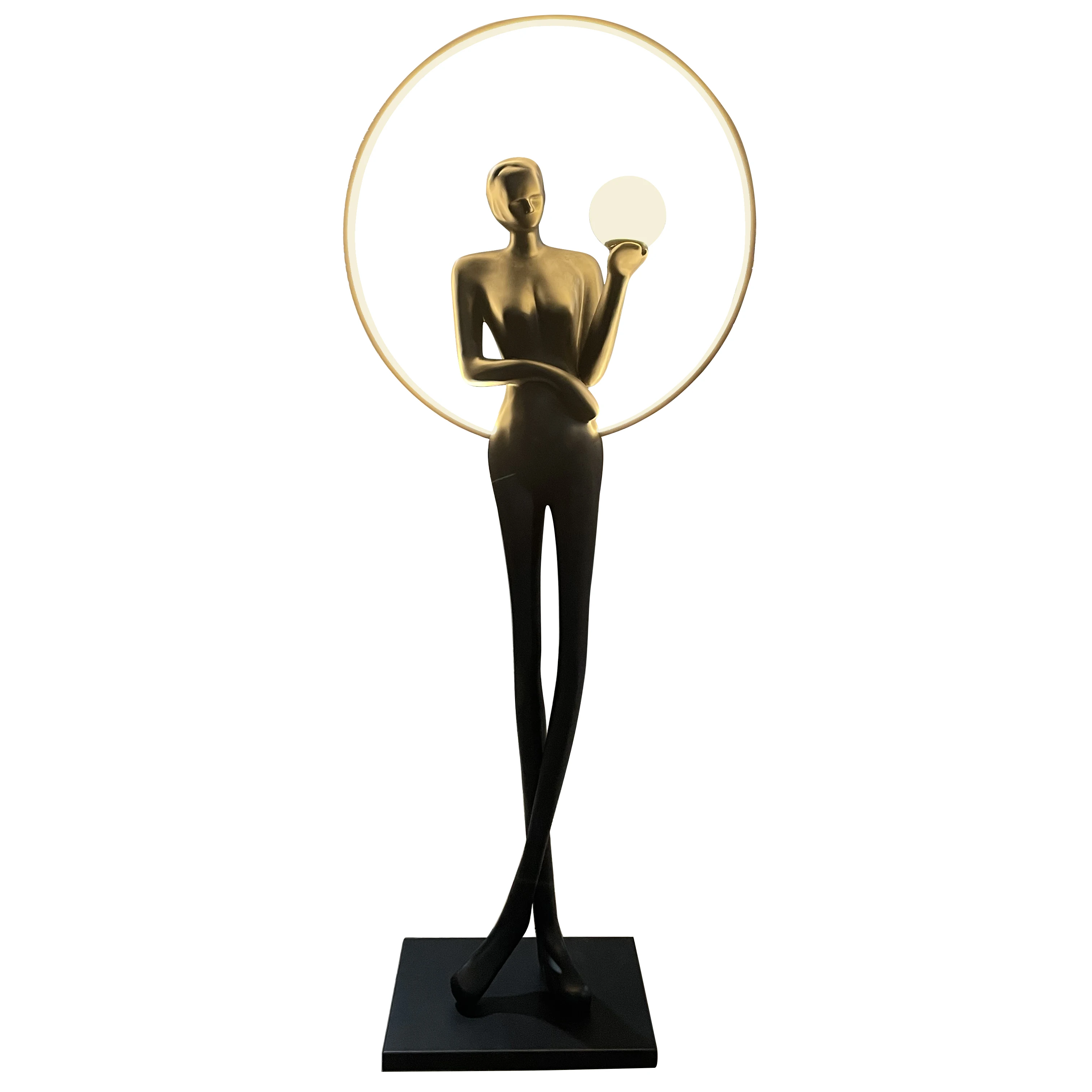 Creative art figure modeling self-starting floor luxury glass decoration living room villa sculpture statue decoration