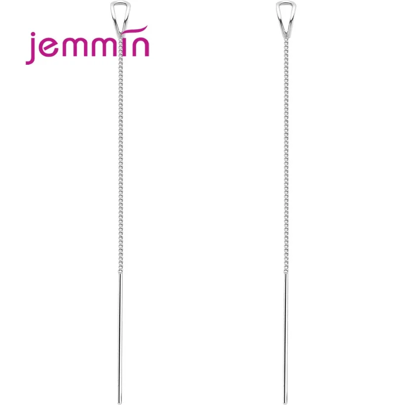 بيان بسيط 925 فضة طويل الأذن خط إسقاط أقراط للنساء الفتيات الذكرى الزفاف حفل زفاف هدايا مجوهرات الأزياء