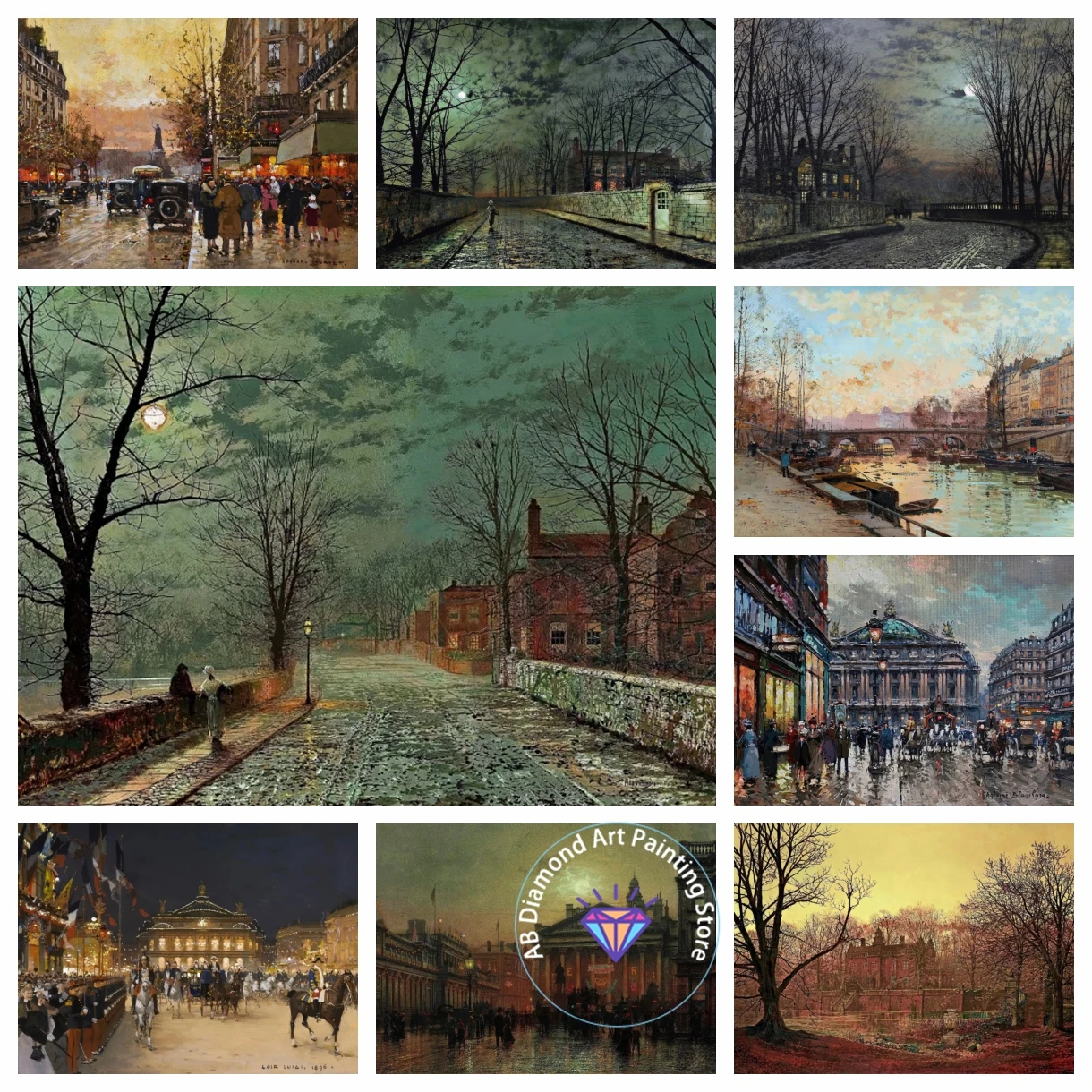 

AB Diamond Art Painting Kit Liverpool Quay Glasgow Docks Classic Vintage Street Scenes Embroidery Mosaic Cross Stitch Kids Gift