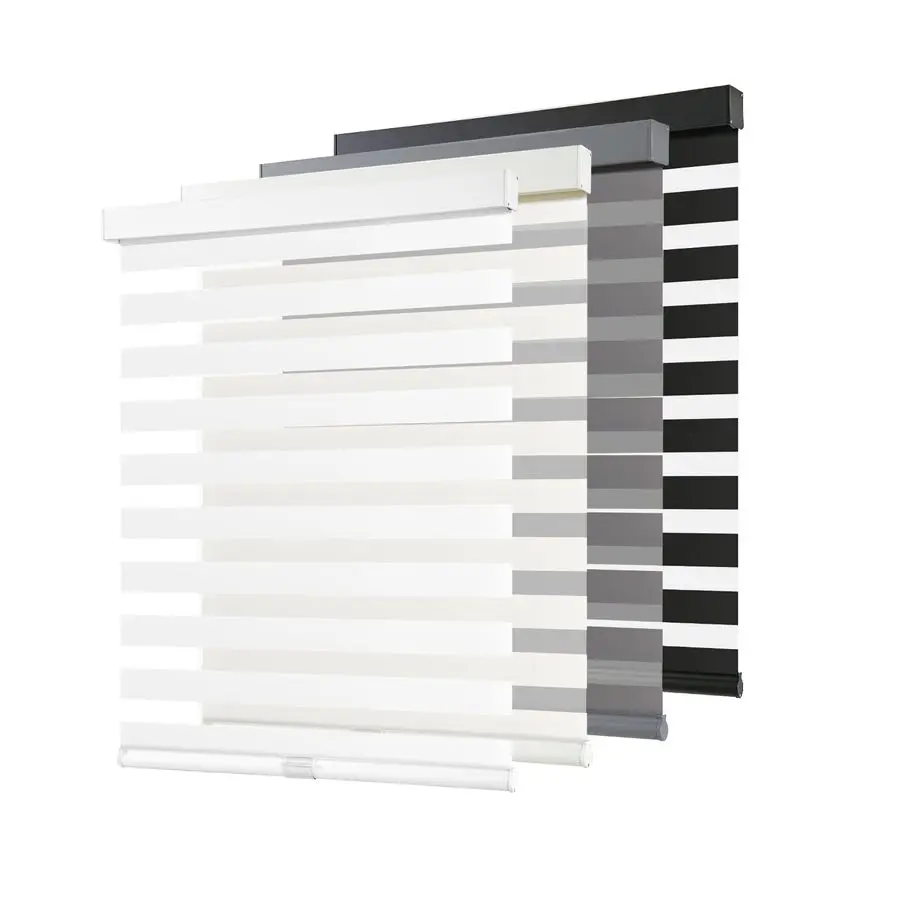 

Cordless Zebra Blinds for Windows Pull Down Roller Window Shades Dual Layer Light Filtering Privacy for Day and Night, FreeStop