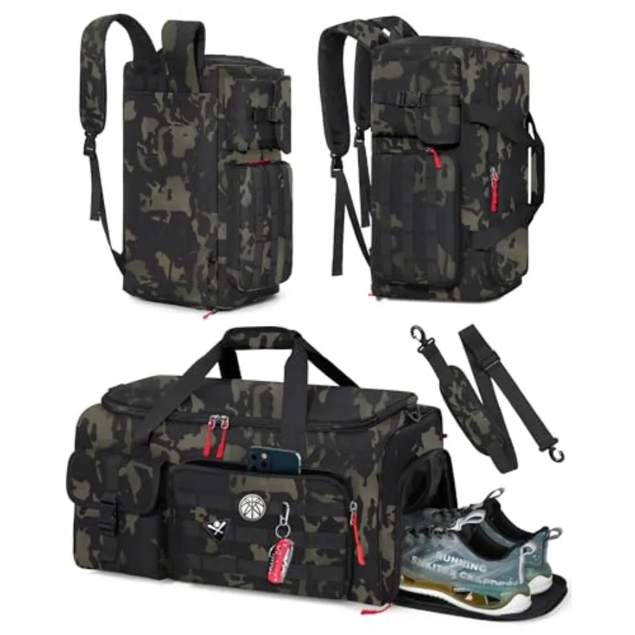 Gym Bag for Men 45L Sports Travel Duffel Bag with Shoe and Laptop Compartment Gym Workout Backpack Carry On Weekender Bag Overn