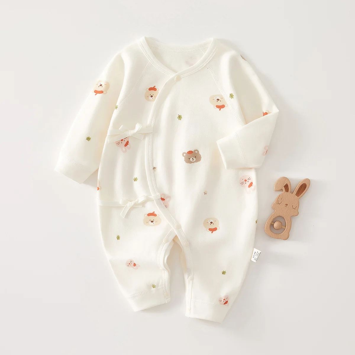 AYNIGIELL Jumpsuit Katun Bayi Baru Lahir Uniseks 0-6M - Pakaian Musim Semi/Musim Gugur Motif Kupu-kupu Kartun