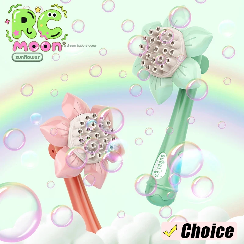 Sonnenblumen-Blasen-Maschine, 23-Loch, tragbar, niedlich, Outdoor-Blasen-Spielzeug für Kinderpartys, Spiele im Freien, Geschenke