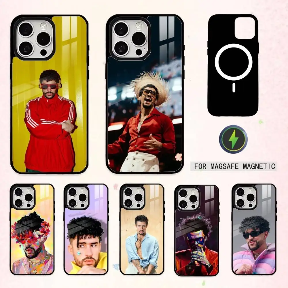 

H-Hip H-Hop B-Bad B-Bunny Phone Case For iPhone17,16,15,14,13,12,11 Plus,Pro Max Magnetic For Magsafe Wireless Charging