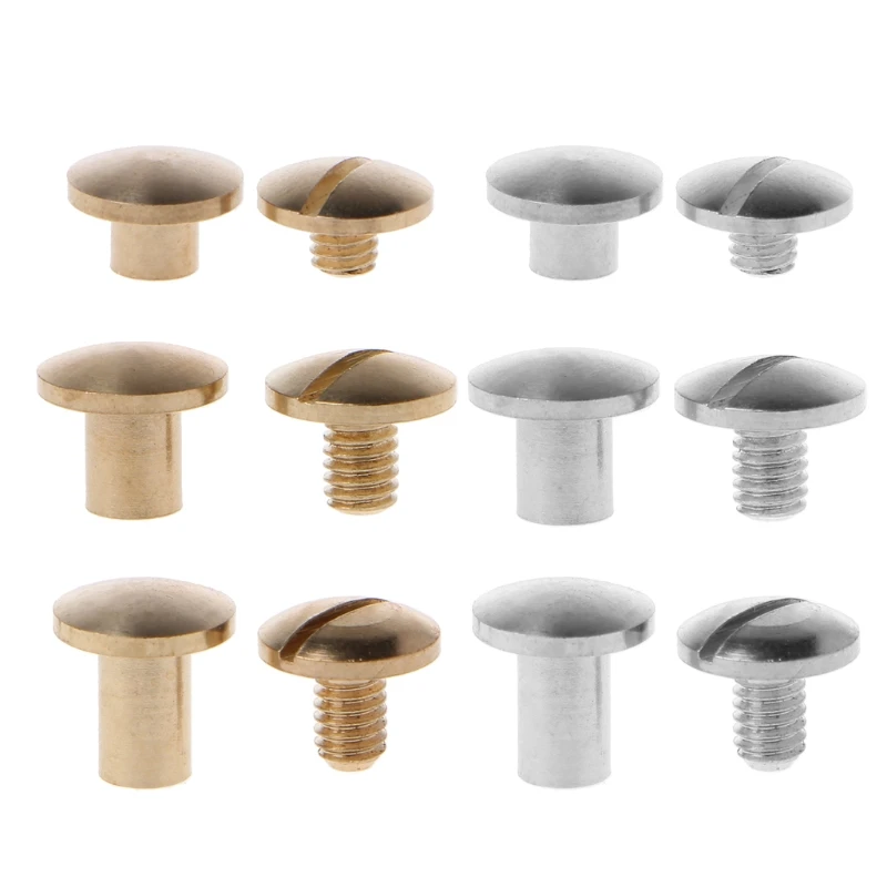 10 Pairs Metal Chicago Screw Post Leather Screw Nail Rivet Button Solid Belt Tack Screw for DIY Leather Decoration