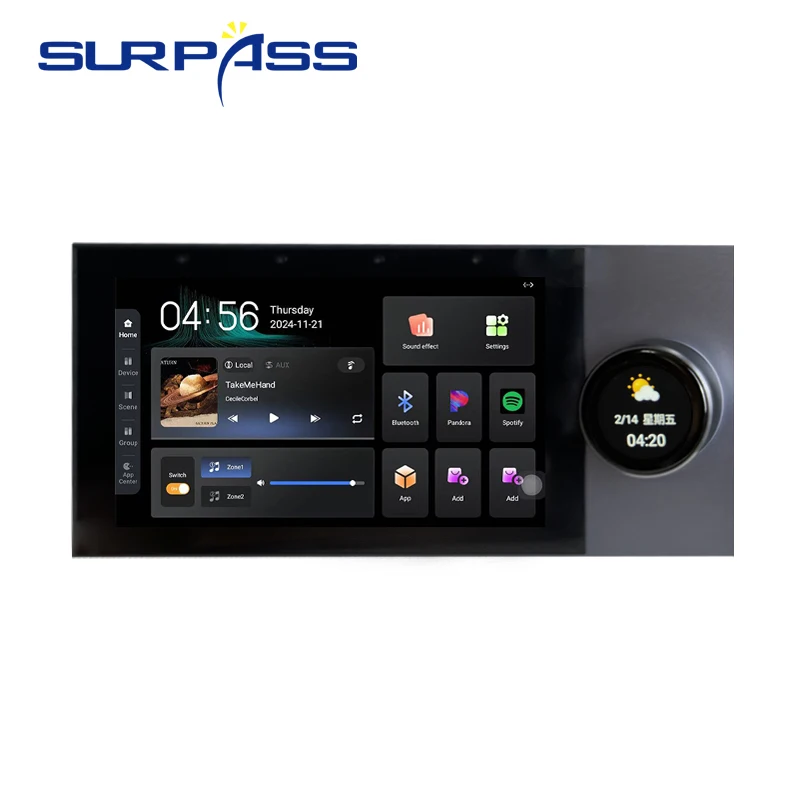 Rumah Pintar 5GWifi Bluetooth 7 Inci IPS Layar Sentuh Sistem Android 11 dengan Port RS485 Kontrol Rumah Pintar Amplifier Terpasang Di Dinding