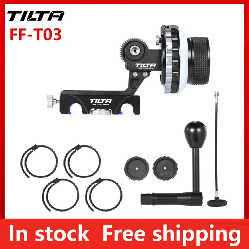 Tilta FF-T03 DSLR Follow Focus Kit Hard stop 15mm/19mm Rod clamp + Crank handle + 40mm whip for 5D2/5D3/D800