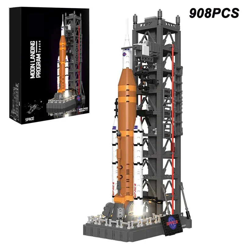 

Creative Technology Moon Landing Space Launch System Rocket Building Blocks Construction Bricks City Model Buildings Blocks Gift