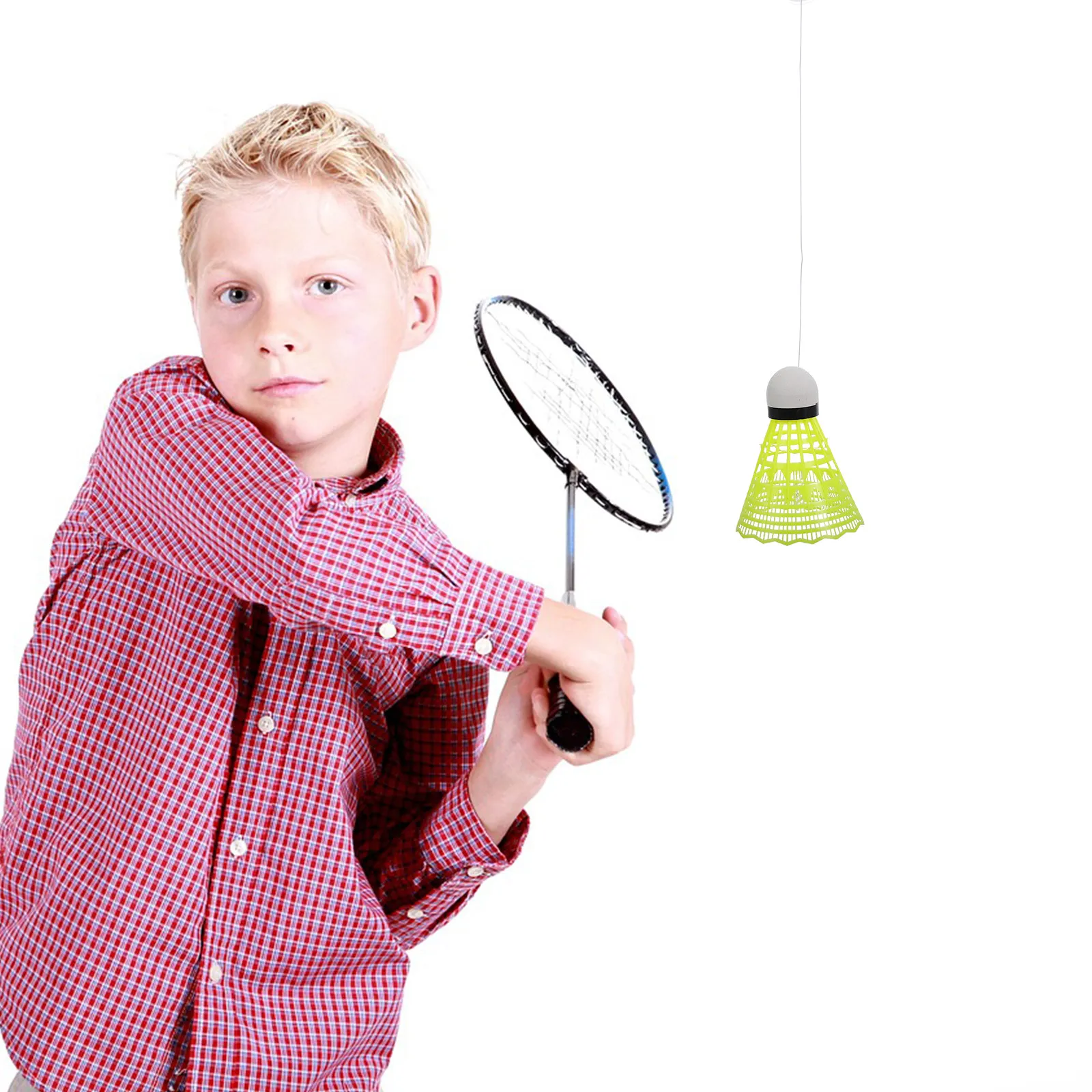 

Тренажер для бадминтона с отскоком воланчика и эластичной веревкой для одиночных тренировок, улучшение силы и скорости реакции, для использования в помещении