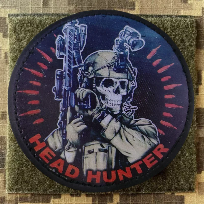 Головной Охотник Тактический значок ПУ напечатанный крючок и петля нашивка военный Скелет солдат с пистолетом моральный дух наручный рюкзак
