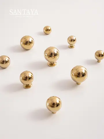 Santaya Brass Knob Round Furniture Handles Ball Modern Minimalist Gold Drawer Knobs Wardrobe Pull Kitchen Handle Single Hole