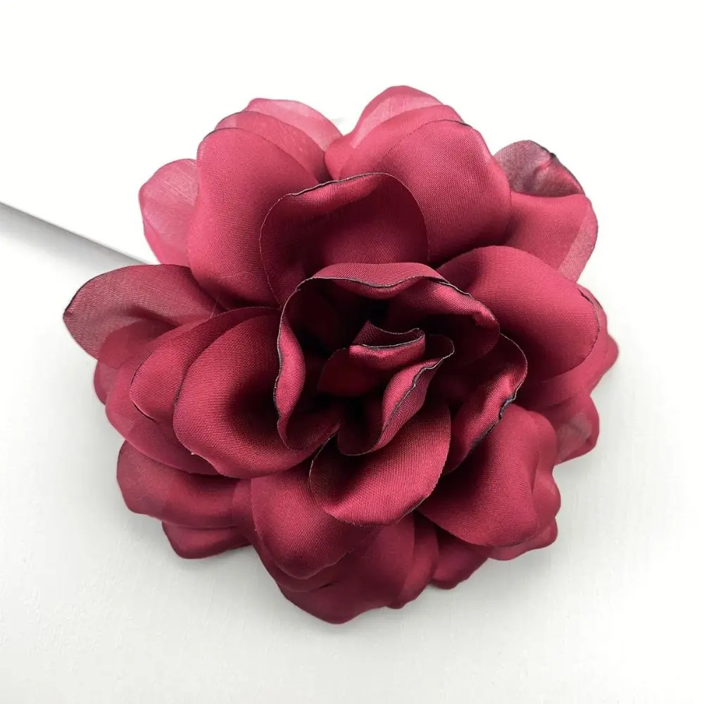 New 12cm Satin Camellia Flower Brooch French Multi-layered Floral Corsage Fashion Women Hair Clips All-match Dress Accessory