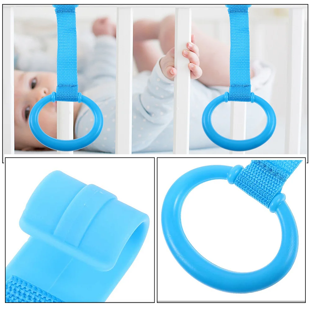 

3pcs Baby Pull Up Rings Plastic Webbing Material Smooth Surface Tool For Toddler Crib Playpen Hanging Training