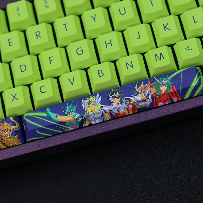 1 Set PBT Dye Subbed Keycaps Two Dimensional Cartoon Anime Key Caps Cherry Profile Keycap For Saint Seiya Legend of Sanctuary