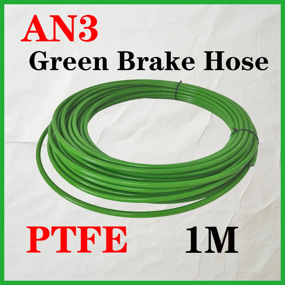 1M AN3 Green PTFE Stainless Braided Universal Racing/Motorcycle Hydraulic Brake Hose Clutch Oil Line Tube For Racing