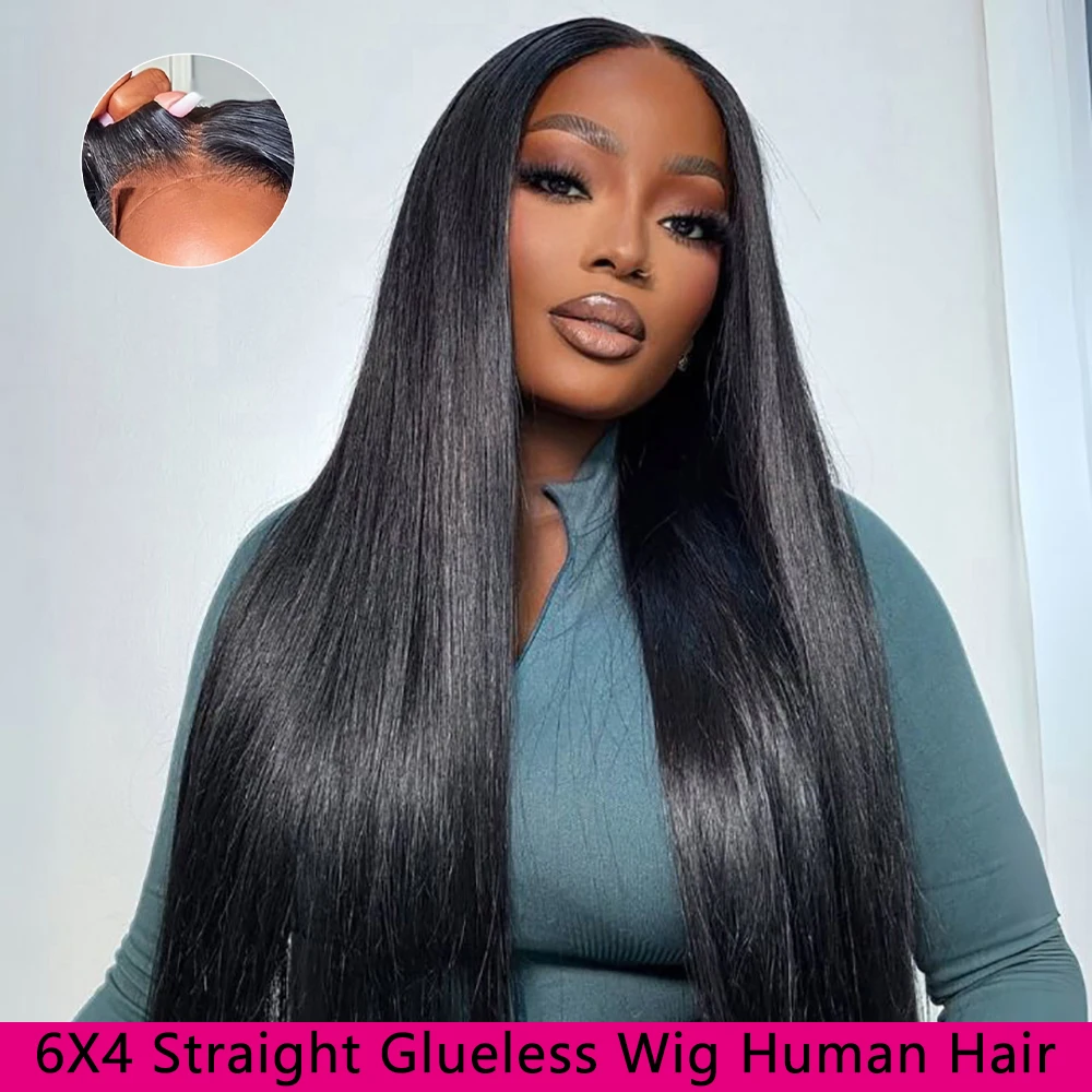 32 Inch Glueless Wigs Human Hair 6X4 Wear And Go Glueless Human Hair Wig Brazilian Straight Human Hair Wigs 3 Workdays Delivery