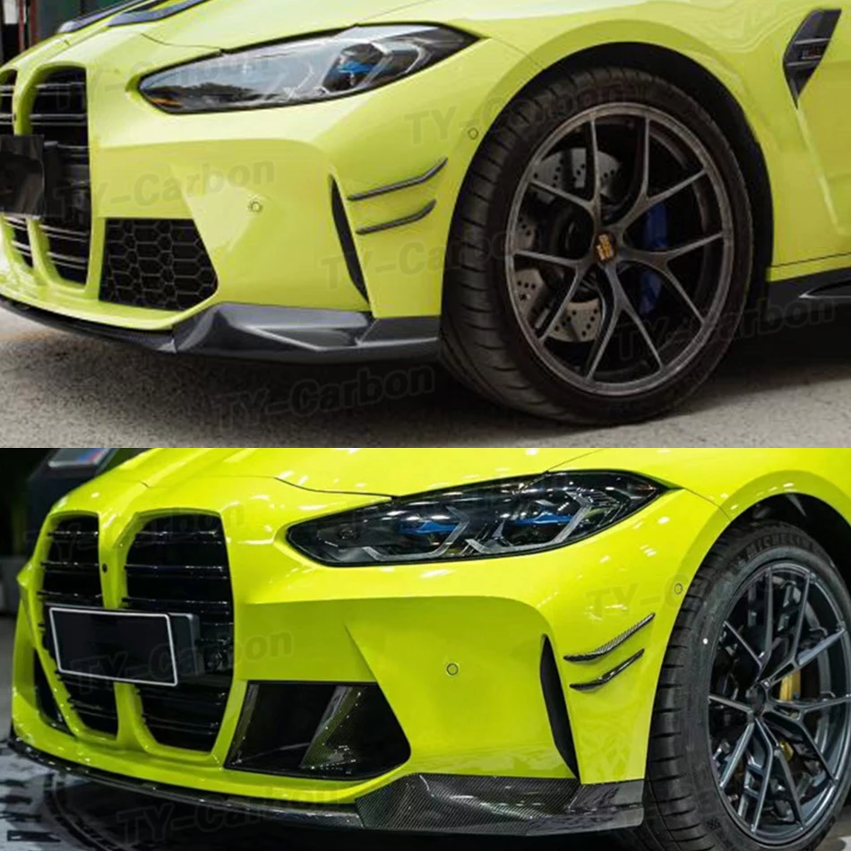 Real Carbon Fiber Front Bumper Canards Splitter For BMW G80 M3 G82 G83 M4 2021+ Spoiler Side Fin Flaps Decoration MP Style FRP