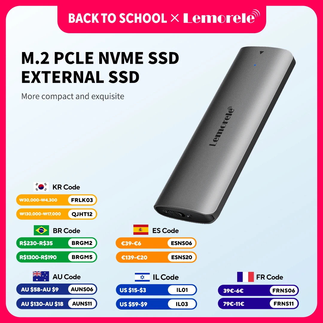 Lemorele SSD Enclosure M.2 NVMe USB 3.1 10Gbps PCIe M.2 SSD Case Enclosure External for External Hard Drive M/B+M Key M.2 SSD