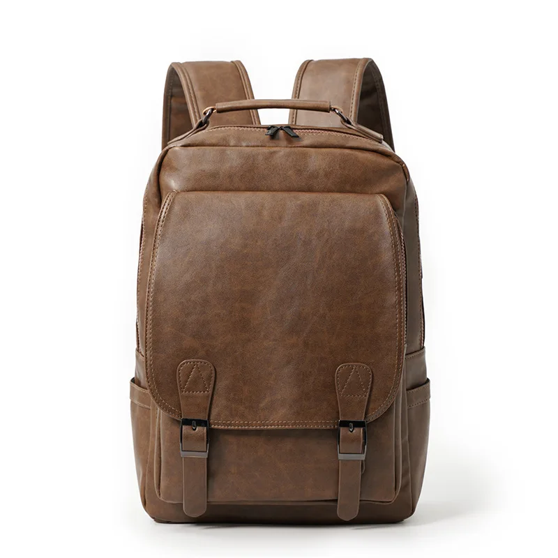 Male Leather Backpack Men's Vintage Travel Backpack Camping Business School Office Bag Messenger Laptop Bag