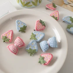 Korean Version of Trendy Embroidery Strawberry Bow Duckbill Clip for Campus Party Cute Hair Clip for Girls Creative Side Clip