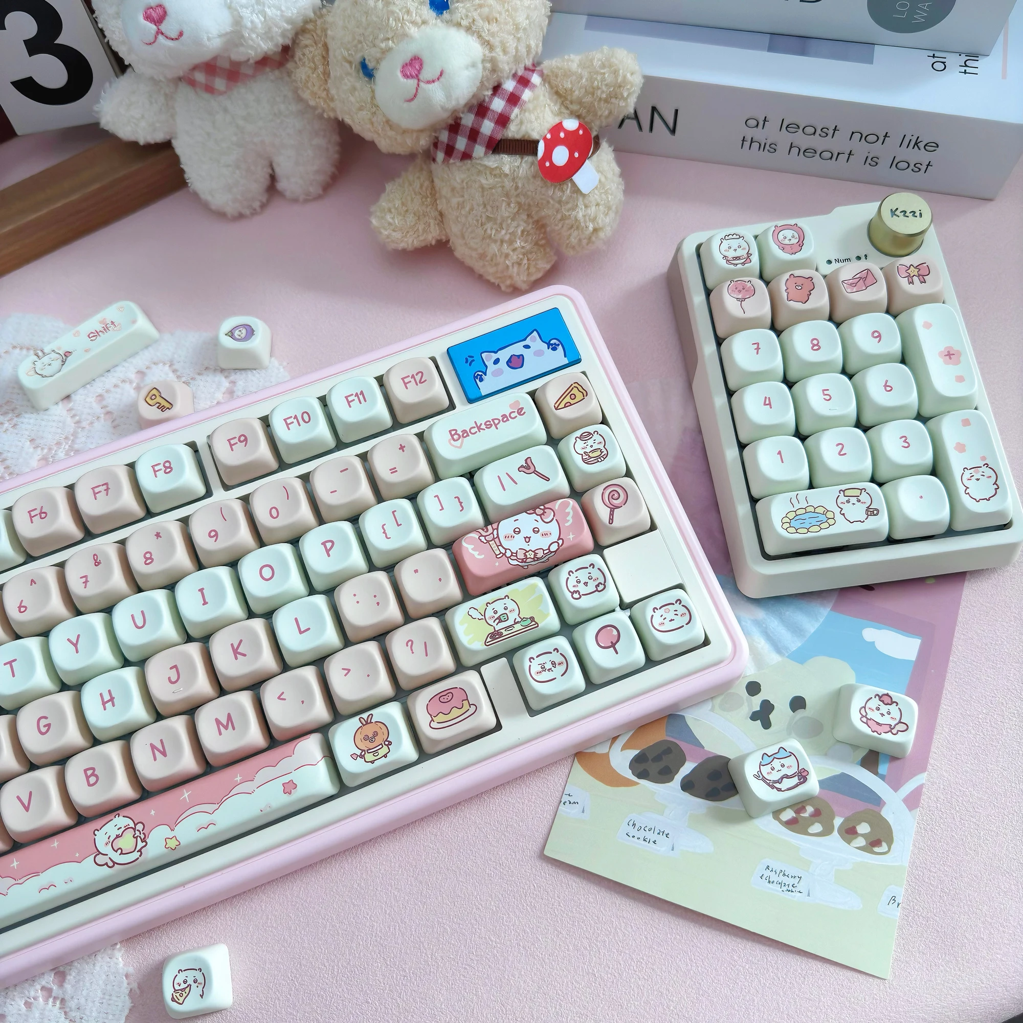 Chiikawa Keycaps MOA Highly Cute Jiyi Rounded PBT Sublimation Keycaps Fit MX Switch Mechanical Keyboard