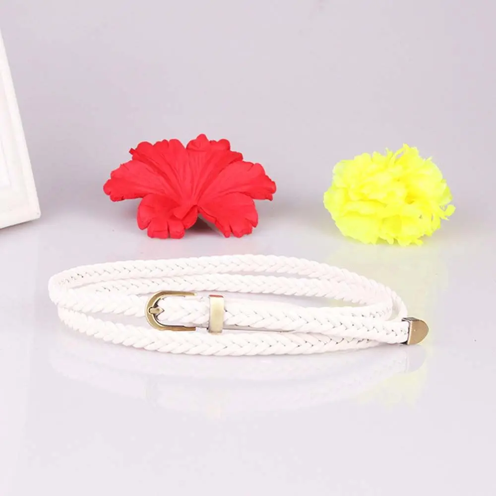 Hand-woven Thin Girls Female Retro Waist Belt Pin Buckle Waistband Braided Belts
