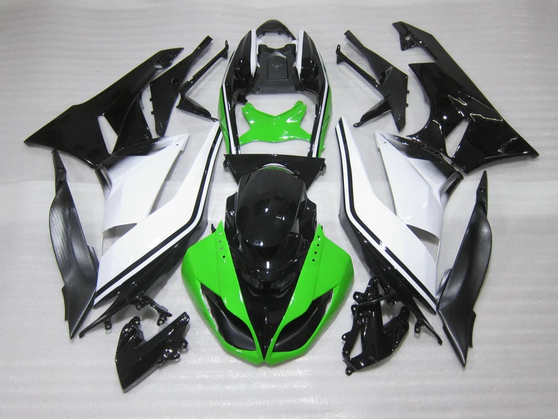 

Новые высококачественные обтекатели из АБС-пластика для Kawasaki ZX 6R 2009-2012 NINJA zx6r 09 10 11 12, комплект обтекателей из зеленого, белого, черного пластика 6