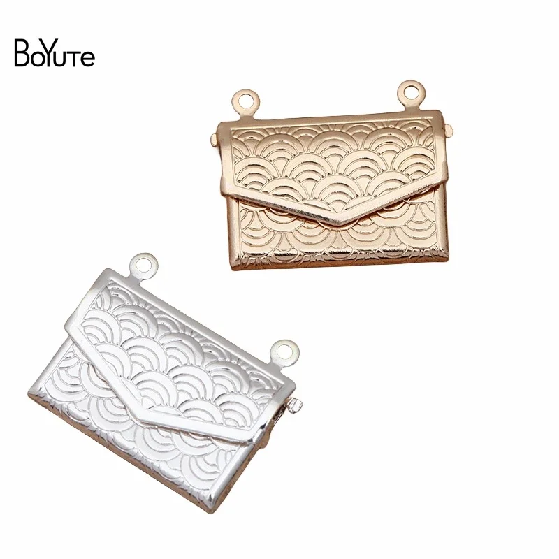 

BoYuTe (10 Pieces/Lot) 15*20MM Envelope Shaped Memory Photo Locket Wave Carved Floating Locket Pendant Charms