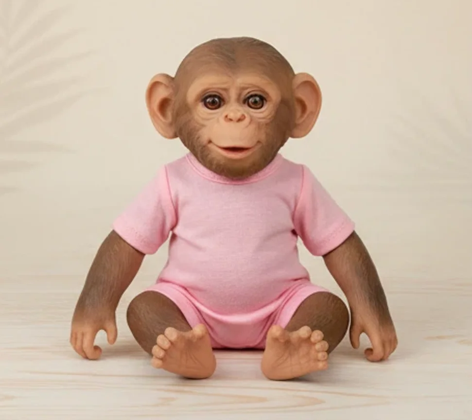 NPK 19inch Vinyl Finished Reborn Baby Doll - Monkey Girl with 3D Painting Full Body Baby Toy