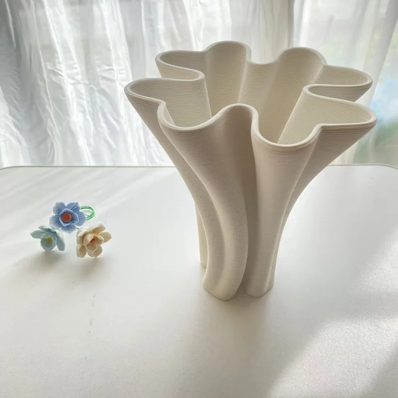 Simple 3D Printed White Ceramic Vase Ornaments Home Bedroom Table Flower Arrangements Decoration Item Homestay Store Accessories
