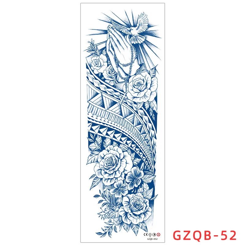 Herbal Full Arm Tattoo Sticker With Large Flower Arm And Flower Leg Semi Permanent 7-15 Day Juice Tattoos Sticker Size:155*465mm