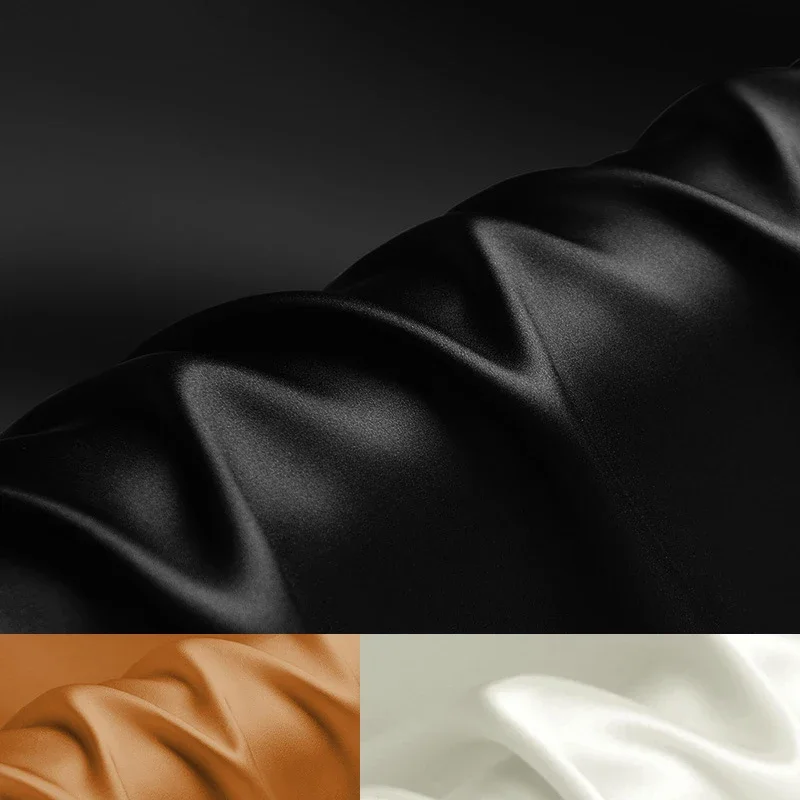 

140CM Wide 22MM Black White Brown Comfortable Silk Crepe Satin Plain Fabric for Spring Summer Dress Jacket Clothes Pants F049