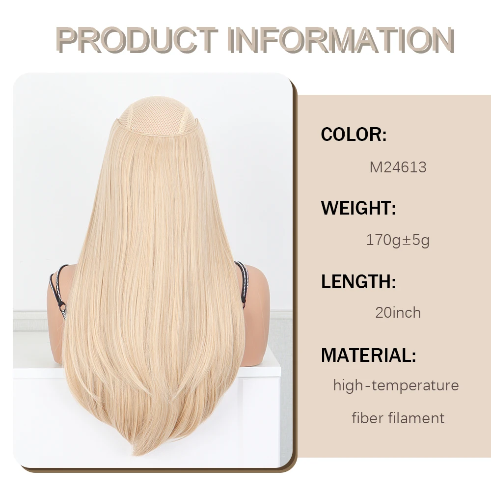 20Inch Synthetic Hair Extensions for Women Layered Clip In Hair Weft High Temperature Fiber Straight Hairpiece Increase Volume