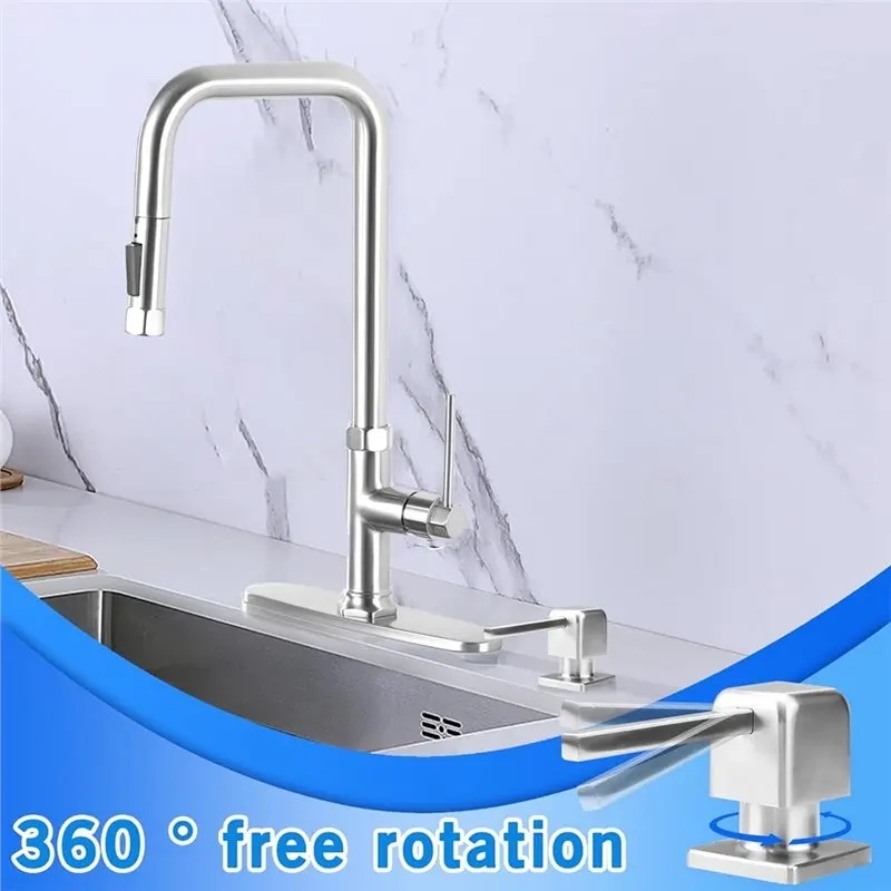 ABUN-Built In Dish Soap Dispenser For Kitchen Sink Brushed Stainless Steel Pump, Refillable Top-Filling 17 OZ Bottle view 6
