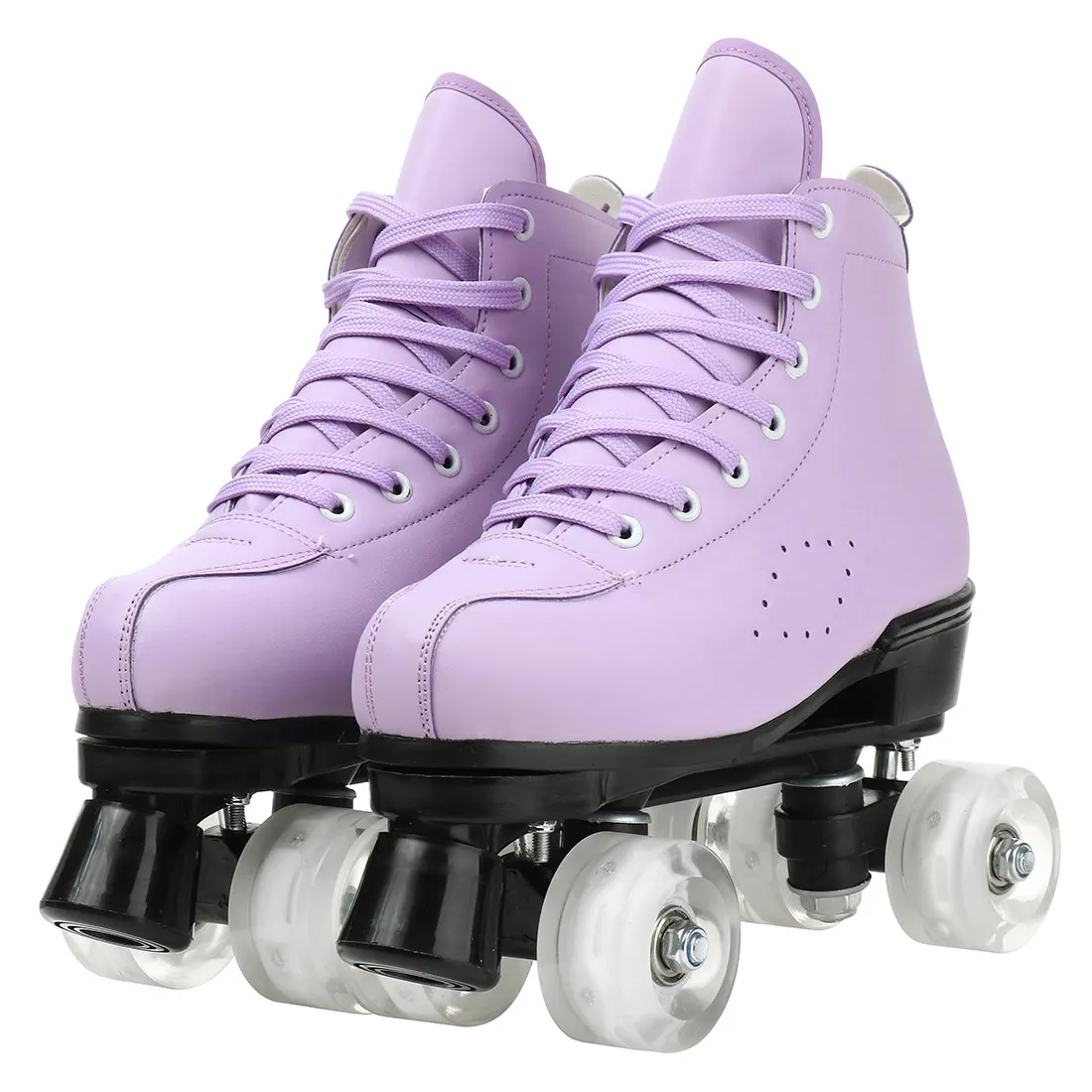 Lila Grün Rollschuhe Schuhe Mikrofaser Leder Erwachsene Männer Frauen Unisex Quad 4-Räder Skating Sliding Sport Trainingsschuhe