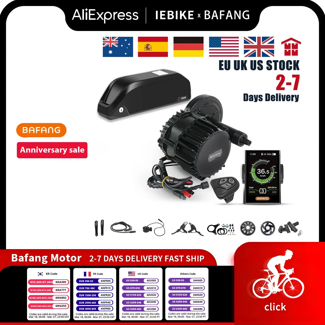 Bafang BBS02 750W 48V Complet Kit Ebike Motor Bafang BBS02B Mid Drive Motor Kit with 52V Battery for Electric Bicycle