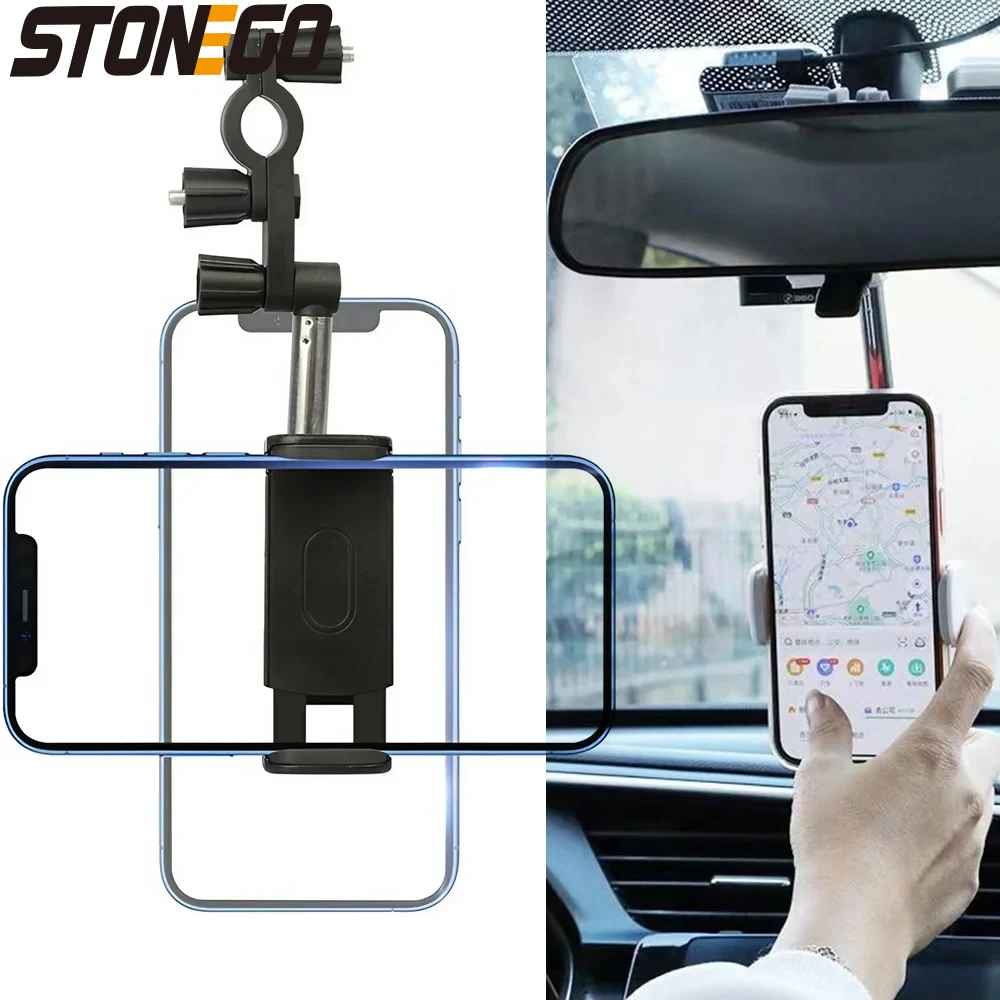 360 Degrees Car Rearview Mirror Mount Phone Holder GPS Seat Smartphone Car Phone Holder Stand Adjustable Support