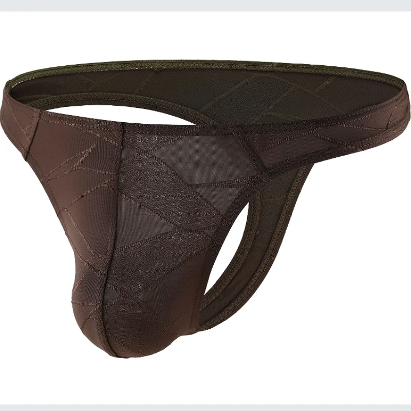Men's Jockstrap Thong Sexy Summer Ice Silk Thin Low-Rise Panties Enhance T-Back U Convex Pouch Lingerie Underpants Bikini Slip