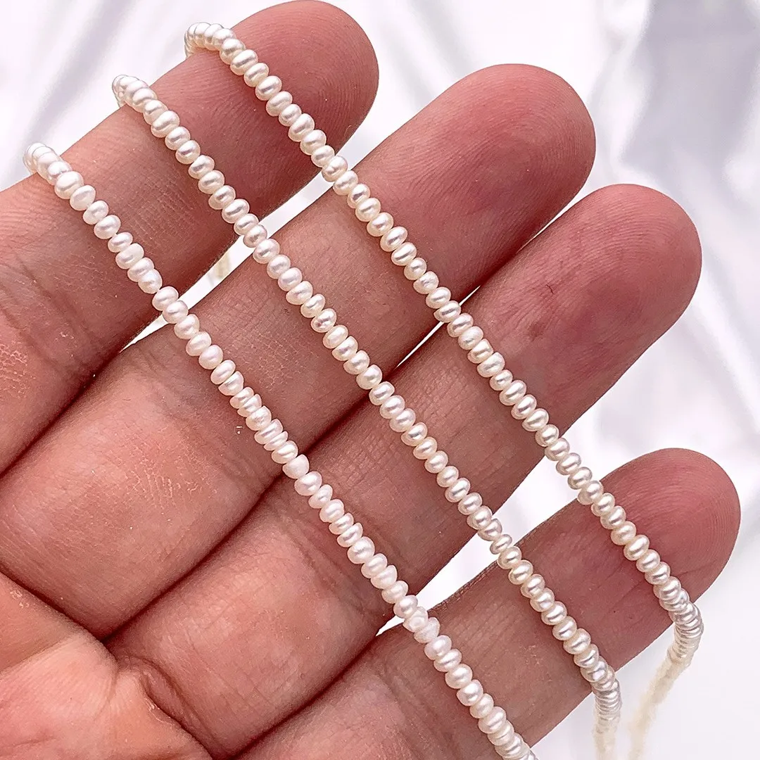 AAA 2-3mm High-Quality Natural Freshwater Pearl Bread Pearl Semi-Finished Beads for Jewellery Making DIY Necklace Accessories